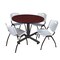 Kobe Kobe Round Table & Chair Set, Wood, Metal, Plastic Top, Mahogany TKB48RNDMH47GY - alternate 1